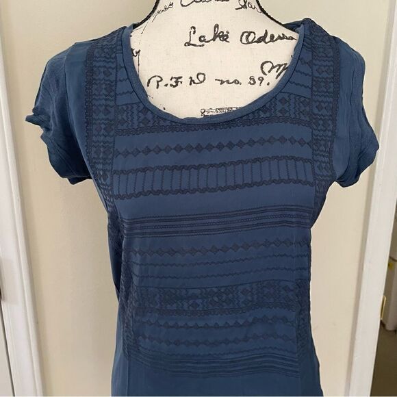 Mamalicious European Brand Maternity T Shirt Indigo Aztec Pattern Size S - Picture 2 of 12